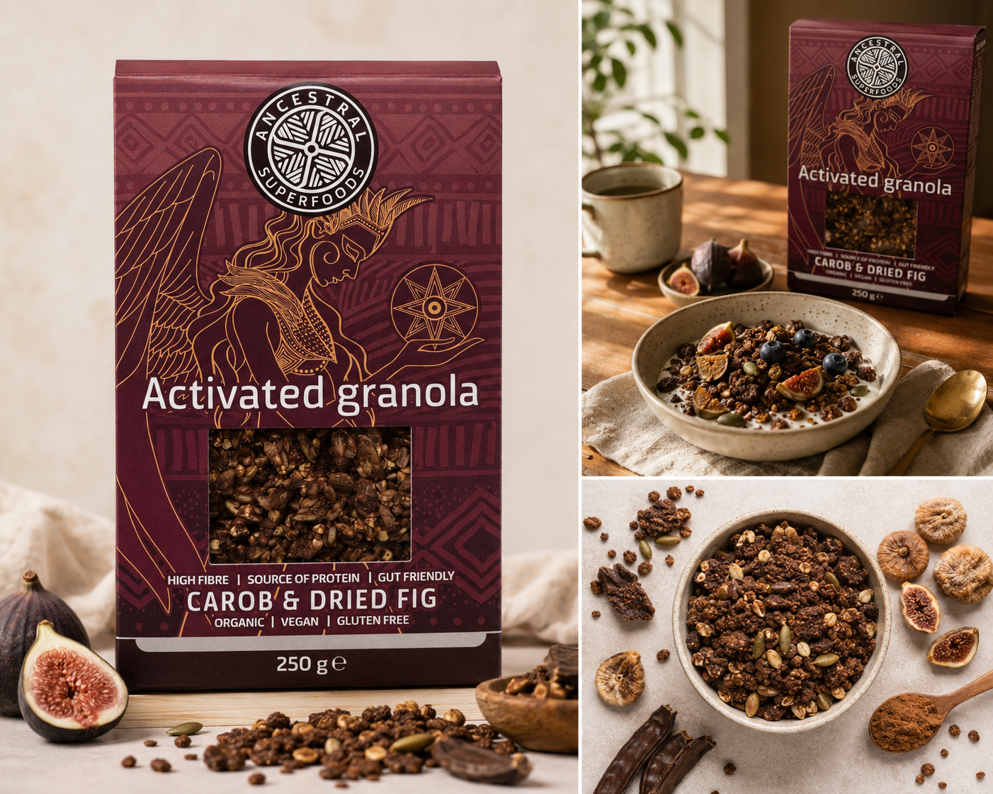 Ancestral Superfoods - Organic Activated Granola Carob & Dry Fig 250g