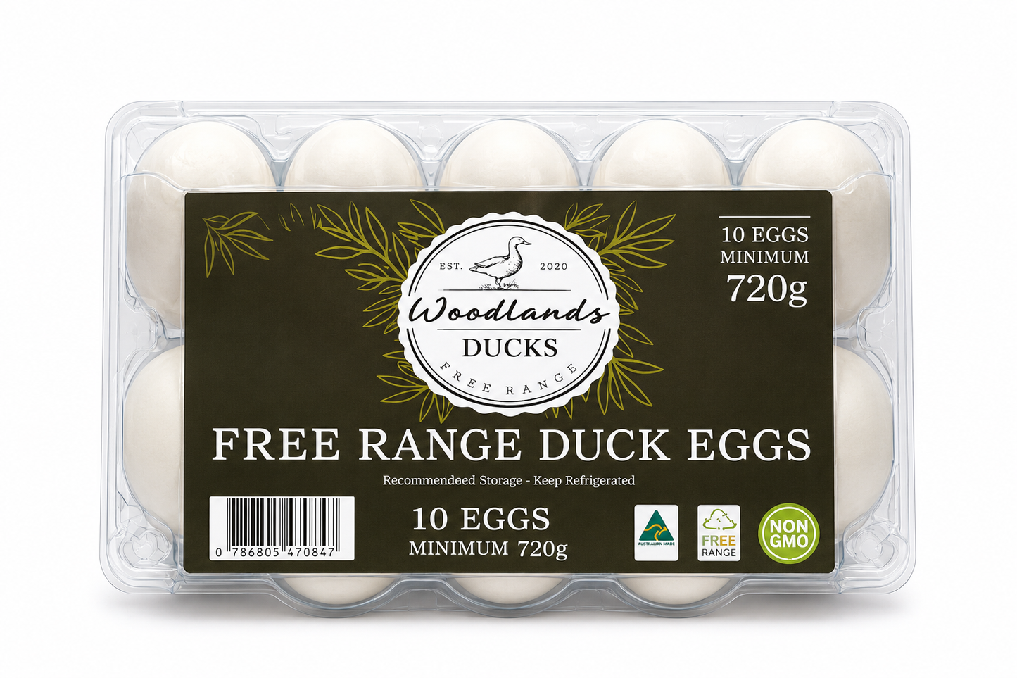 Woodlands Ducks - Free Range Duck Eggs 10 Pack - Min. 720g