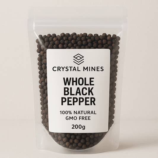 Crystal Mines – Whole Black Pepper – 200g - Whisked.net.au