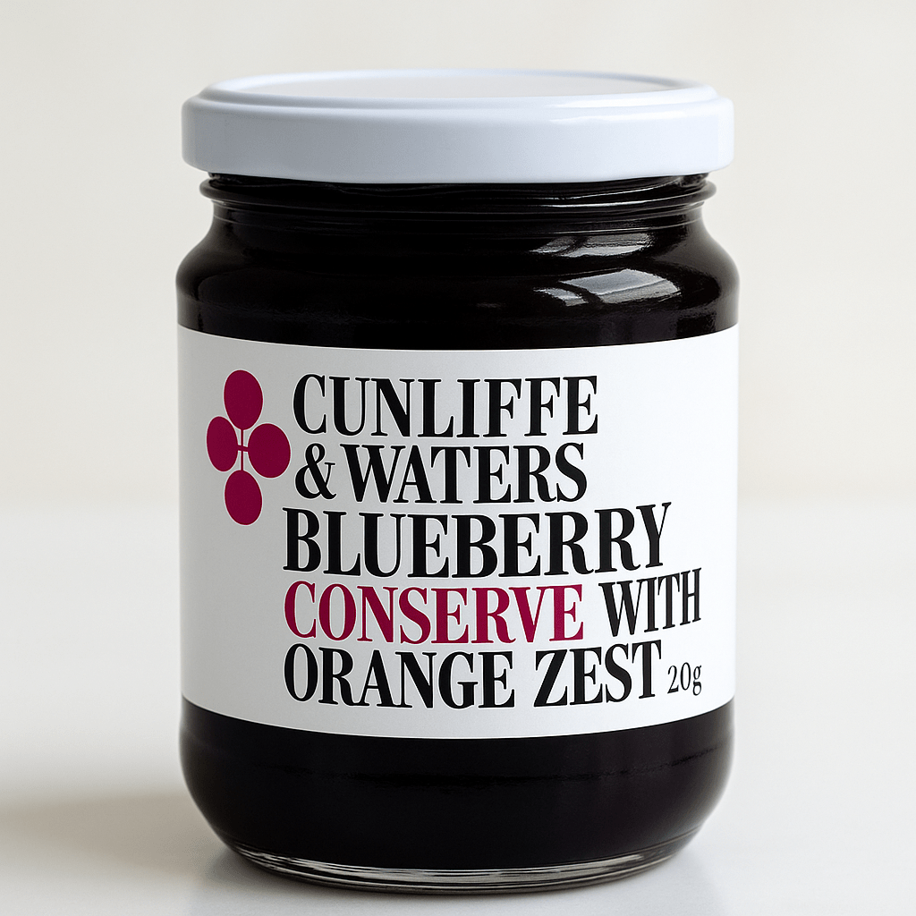 Cunliffe & Waters – Blueberry Conserve with Orange Zest – 290g - Whisked.net.au