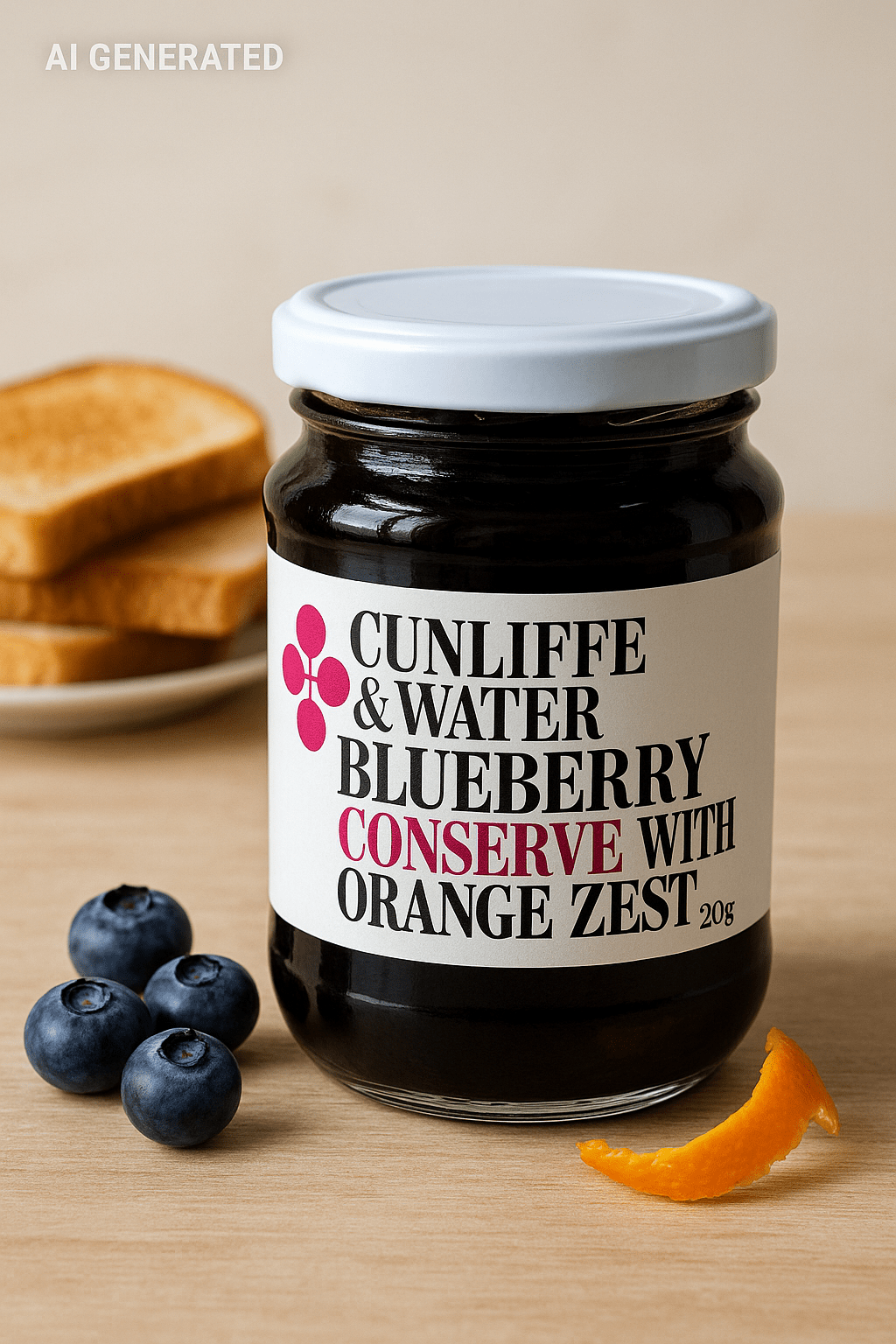 Cunliffe & Waters – Blueberry Conserve with Orange Zest – 290g - Whisked.net.au