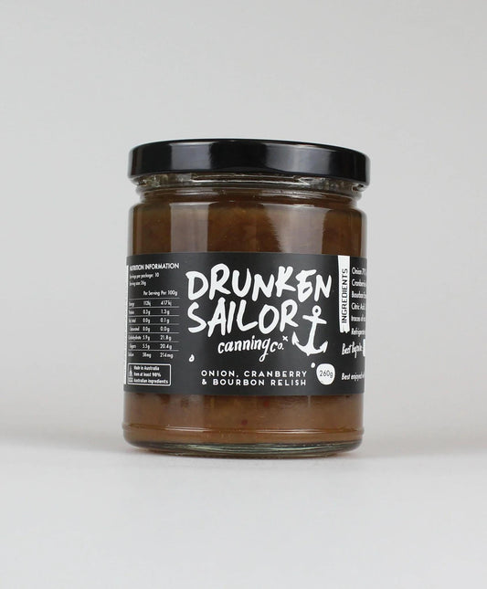 Drunken Sailor Canning Co - Onion, Cranberry & Bourbon Relish - Whisked.net.au