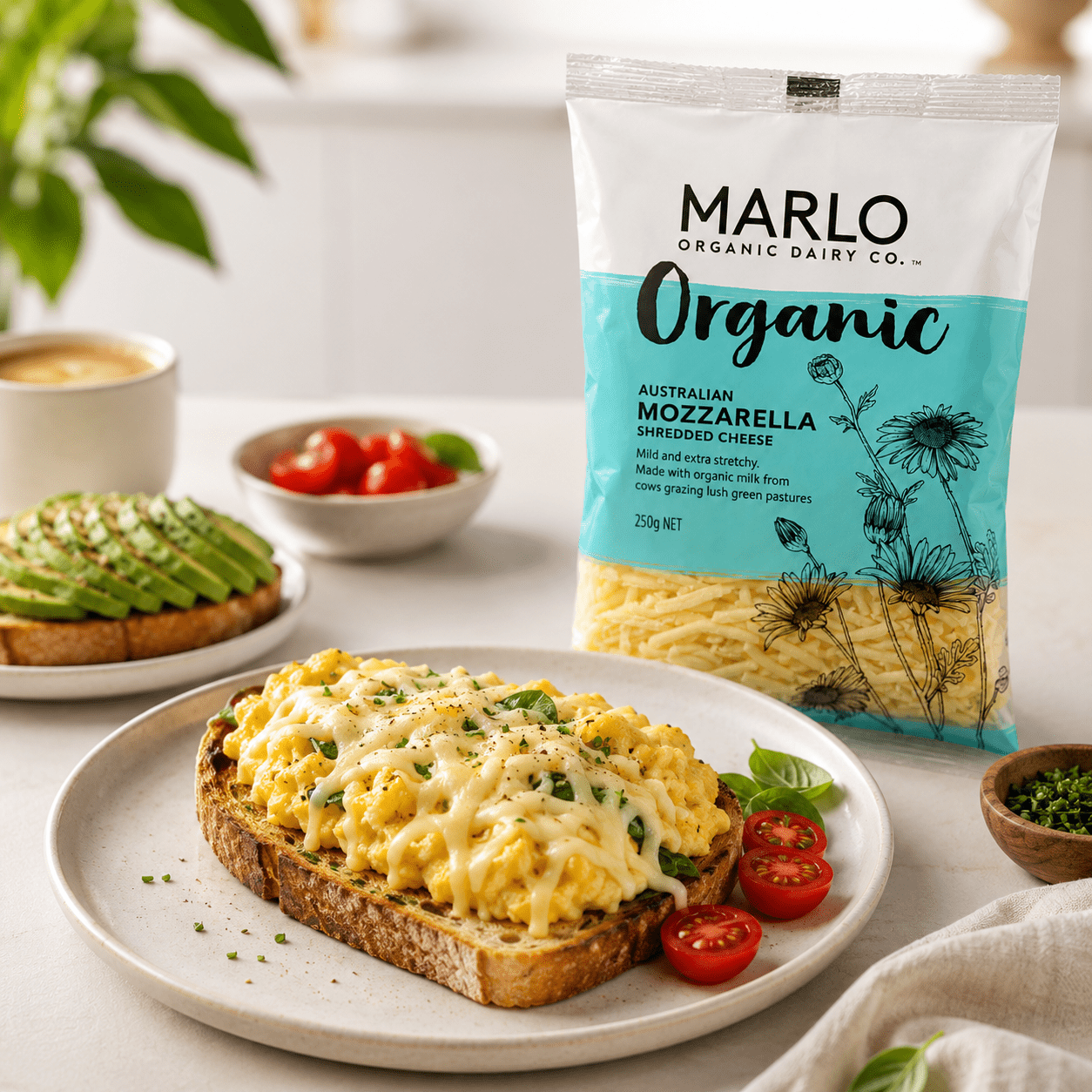 Marlo - Organic Shredded Mozzarella Cheese - 250g - Whisked.net.au
