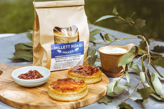 Millet Road Maker Rosella Wheat Sourdough Crumpets – 6 Pack - Whisked.net.au