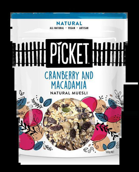 Picket Natural Cranberry & Macadamia Muesli - Whisked.net.au