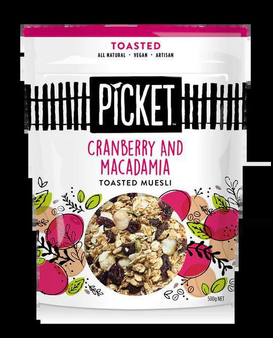 Picket Toasted Cranberry & Macadamia Muesli - Whisked.net.au