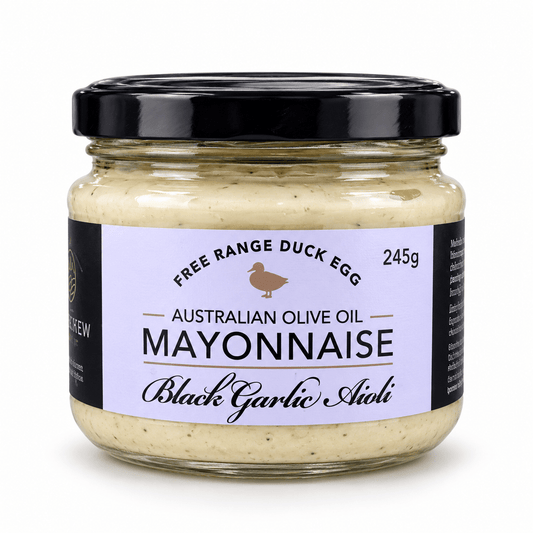 Rangeview Farm Foods – Australian Olive Oil Mayonnaise – Black Garlic Aioli – 245g - Whisked.net.au