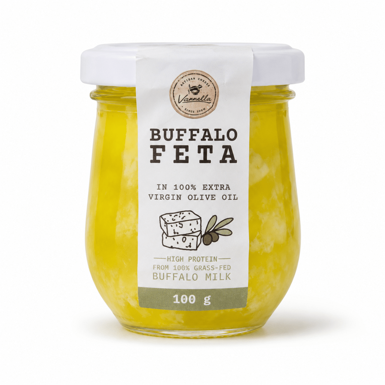 Vannella - Buffalo Feta in Extra Virgin Olive Oil - 100g - Whisked.net.au