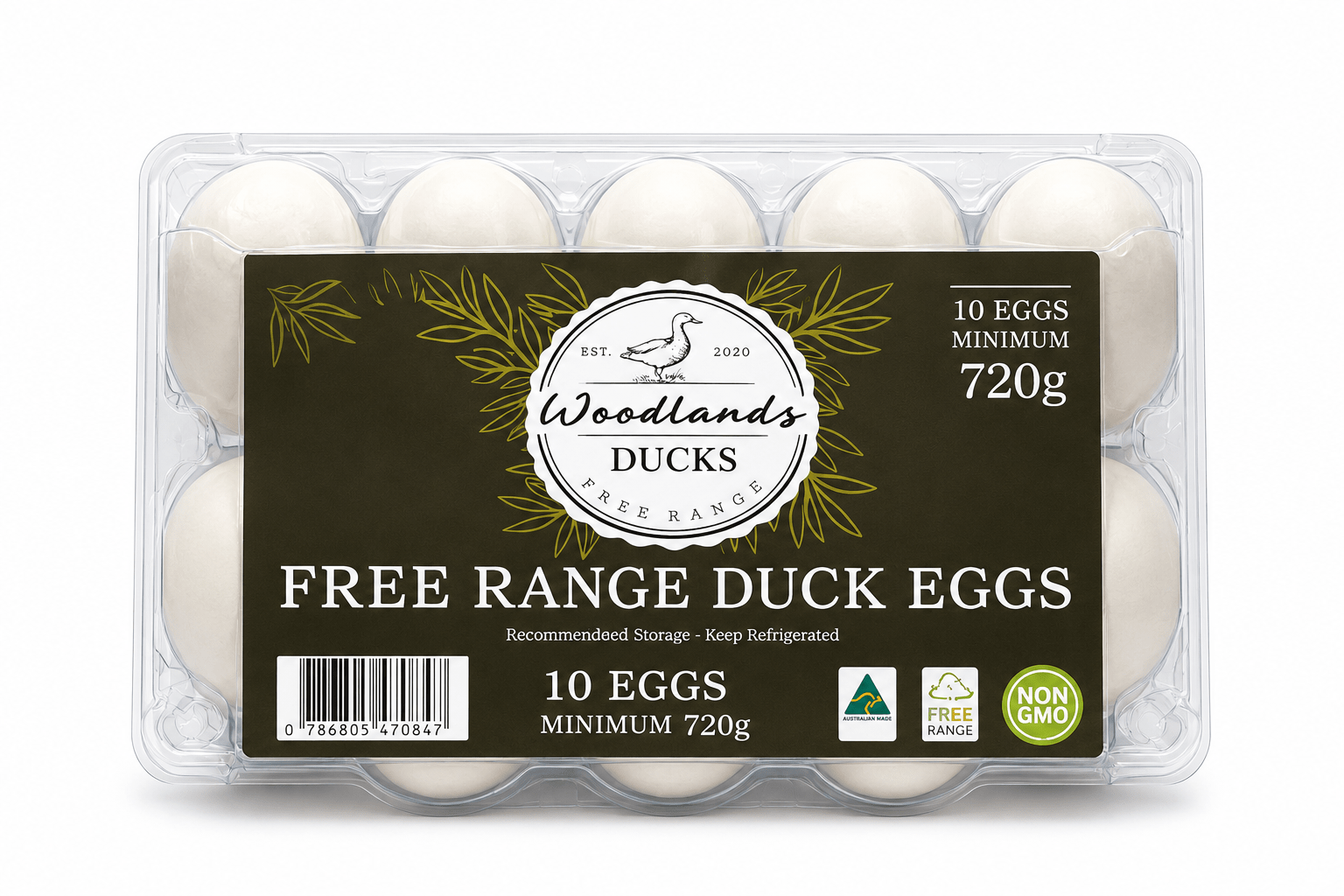 Woodlands Ducks - Free Range Duck Eggs 10 Pack - Min. 720g - Whisked.net.au