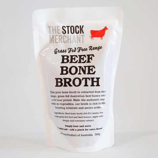 The Stock Merchant Grass - Fed Free Range Beef Bone Broth – 500ml - Whisked.net.au